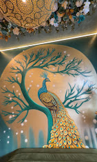 Peacock mural inside Bagh Restaurant